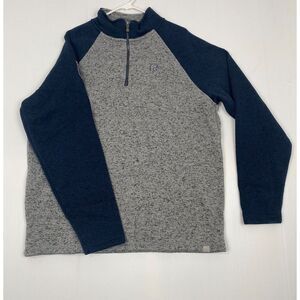 Ducks Unlimited Fleece Knit Pullover Mens XL Arm Patch 1/4 Zip Mock Neck Gray